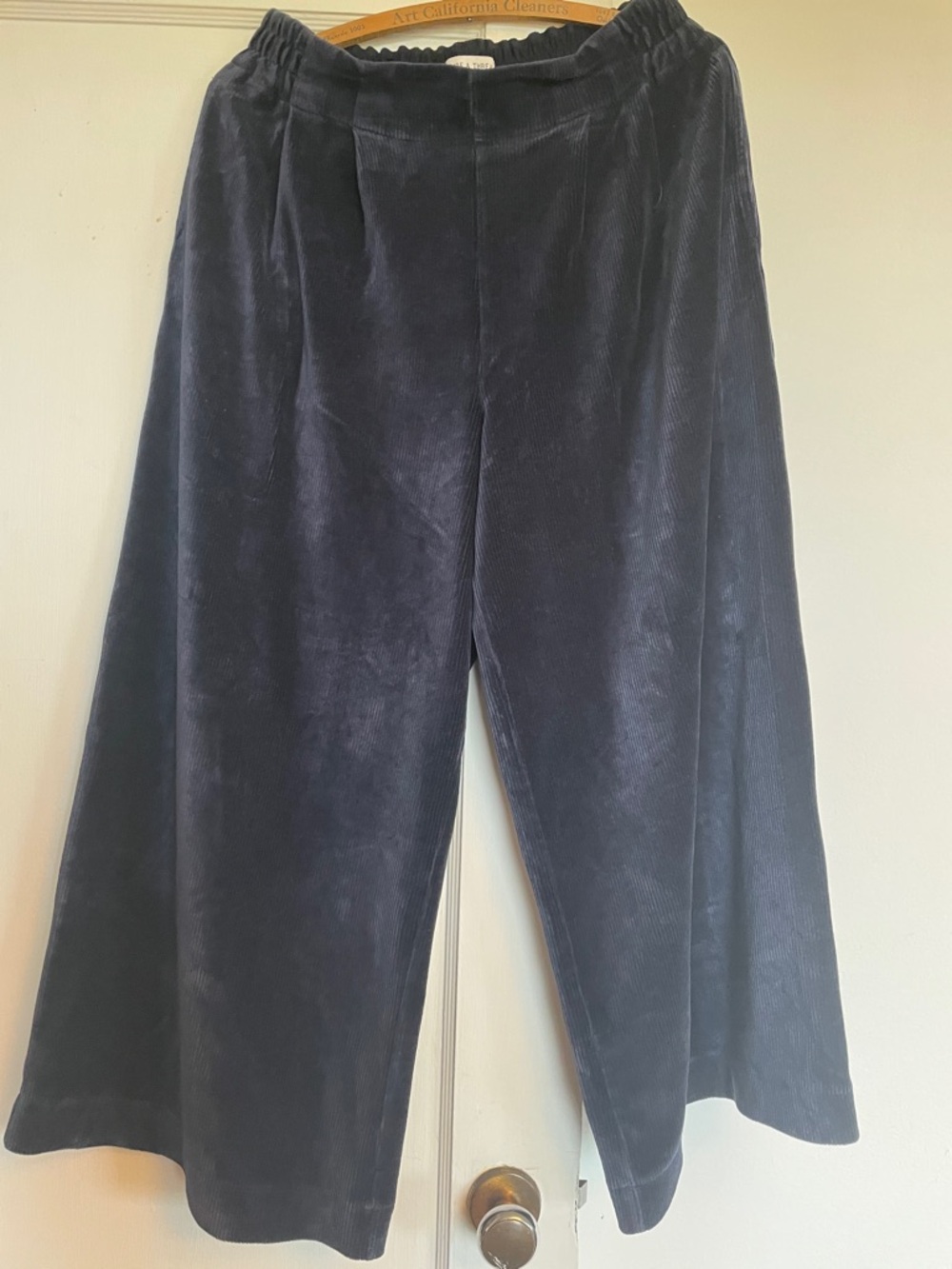 TeXTURE & THREAD Madewell Navy Wide-Leg Cropped Stretch Corduroy Pants